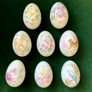 (8) Vintage Noritake Bone China Easter Eggs Japan in Original Box